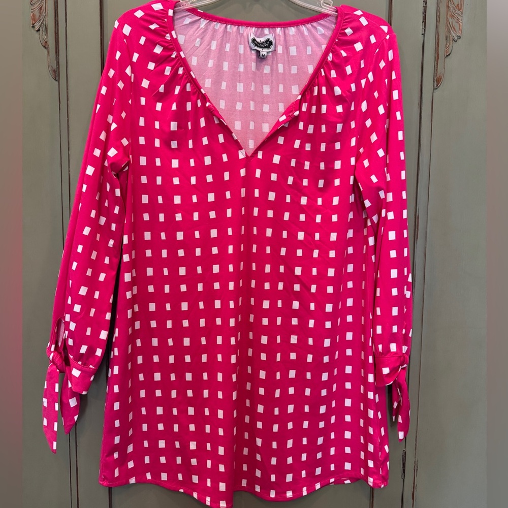 Mud Pie Fuchsia Checkered Blouse